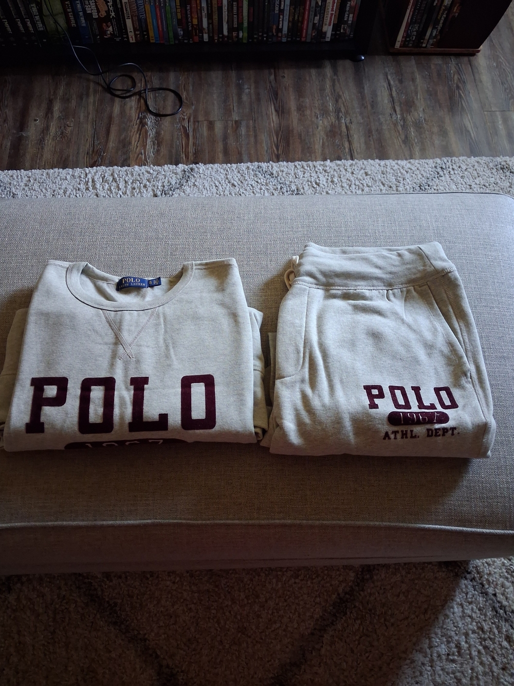 Polo by Ralph Lauren Cream Crewneck Sweatshirt and Joggers with Burgundy Logo